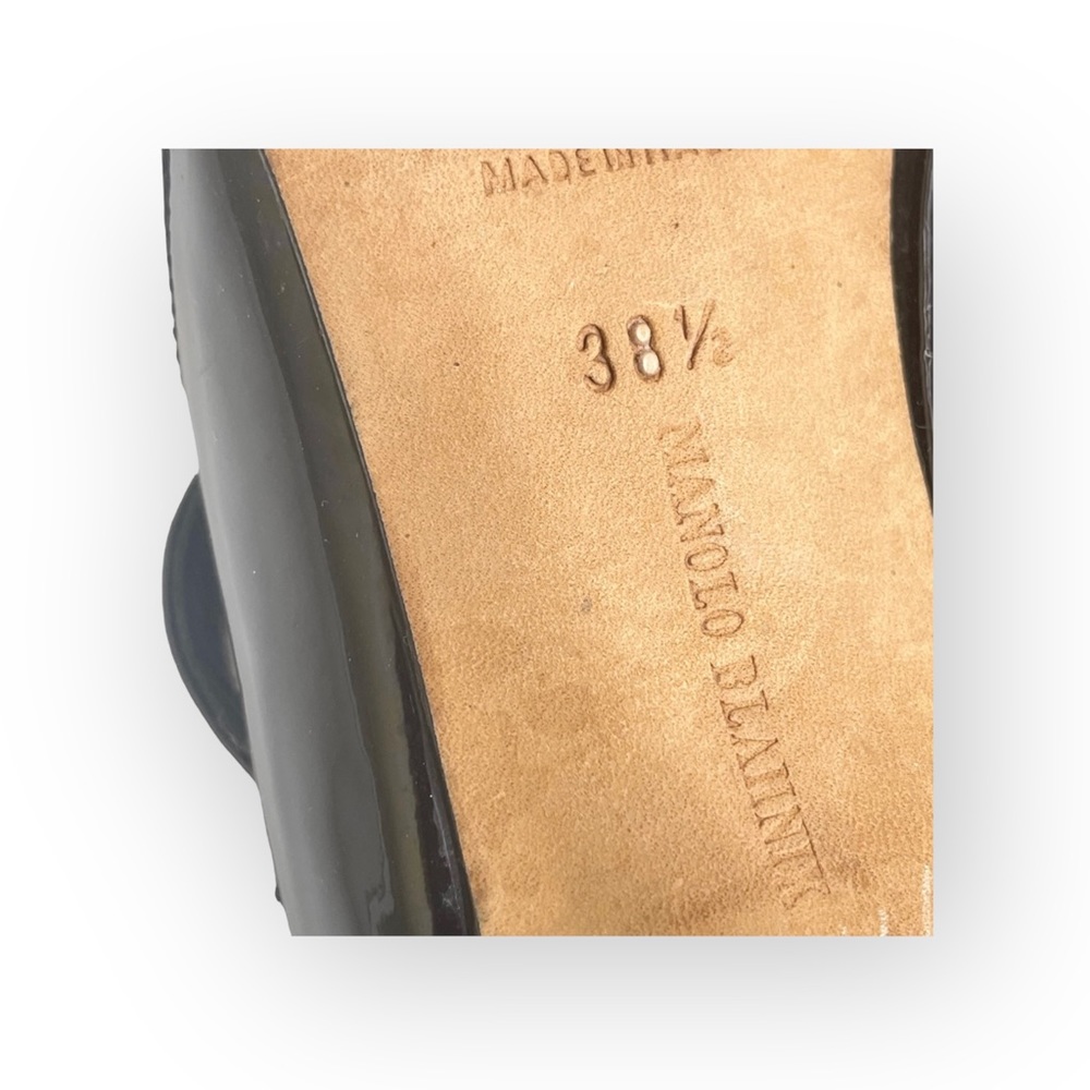 Manolo Blahnik ♔ Slingback Stilettos Sandal Heels ♔ Black Patent Leather ♔ 38.5 - Picture 13 of 16